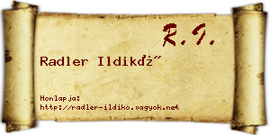 Radler Ildikó névjegykártya